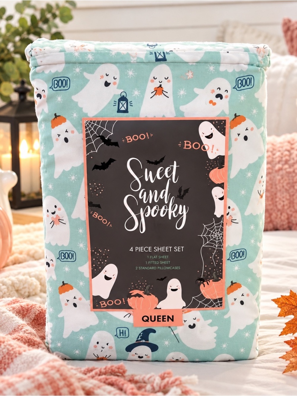 NWT Sweet and Spooky 4-Piece Queen Size Sheet Set